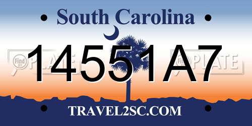 14551A7 South Carolina License Plate