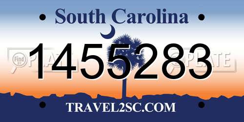 1455283 South Carolina License Plate