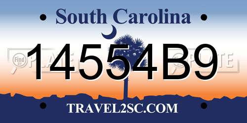 14554B9 South Carolina License Plate