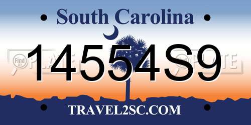 14554S9 South Carolina License Plate