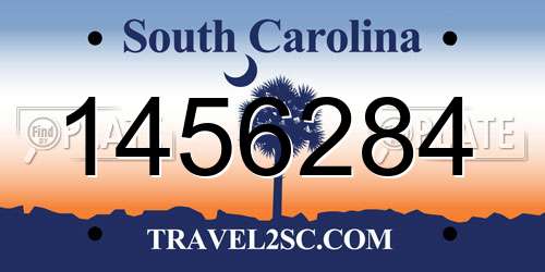 1456284 South Carolina License Plate