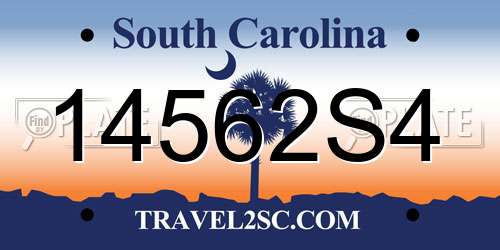 14562S4 South Carolina License Plate