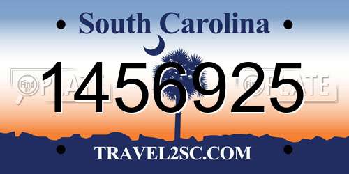 1456925 South Carolina License Plate
