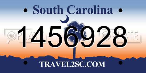 1456928 South Carolina License Plate
