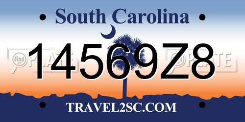 14569Z8 South Carolina License Plate