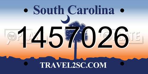 1457026 South Carolina License Plate