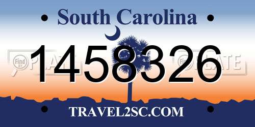 1458326 South Carolina License Plate