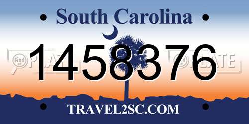 1458376 South Carolina License Plate