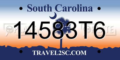 14583T6 South Carolina License Plate