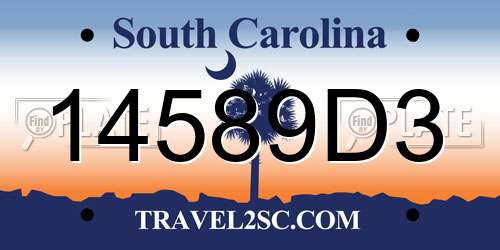 14589D3 South Carolina License Plate