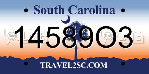 14589O3 South Carolina License Plate