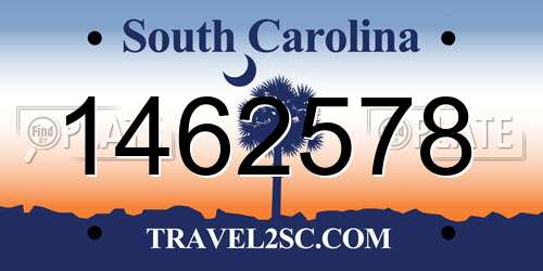 1462578 South Carolina License Plate