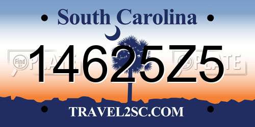 14625Z5 South Carolina License Plate