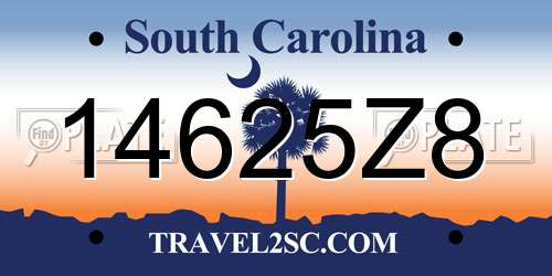 14625Z8 South Carolina License Plate