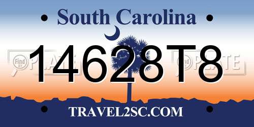 14628T8 South Carolina License Plate