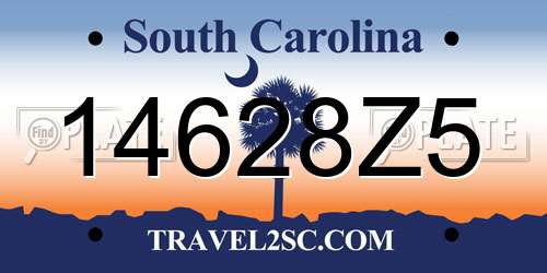 14628Z5 South Carolina License Plate