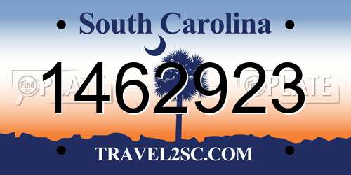 1462923 South Carolina License Plate