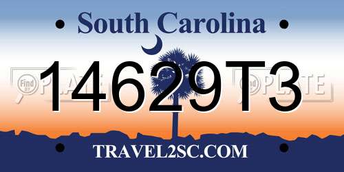 14629T3 South Carolina License Plate