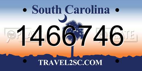 1466746 South Carolina License Plate