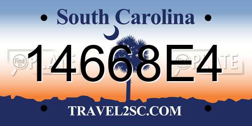 14668E4 South Carolina License Plate
