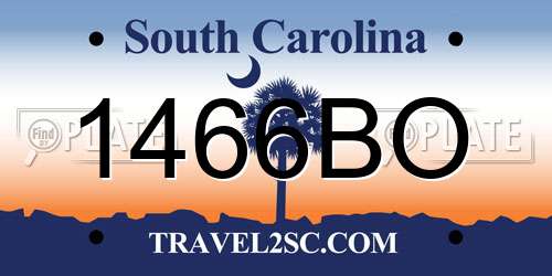 1466BO South Carolina License Plate