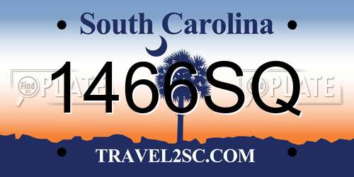 1466SQ South Carolina License Plate