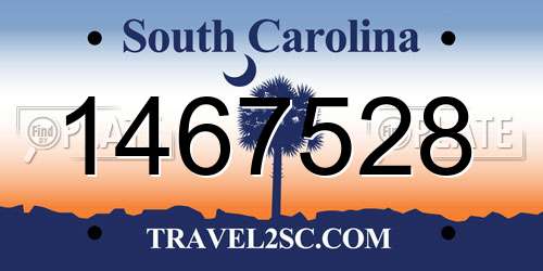 1467528 South Carolina License Plate