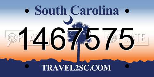 1467575 South Carolina License Plate