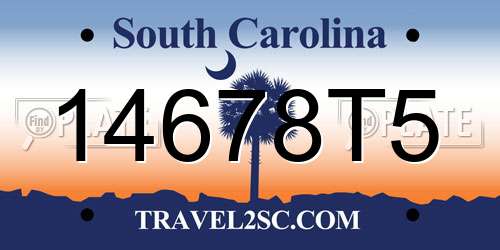 14678T5 South Carolina License Plate