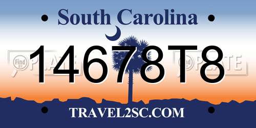 14678T8 South Carolina License Plate