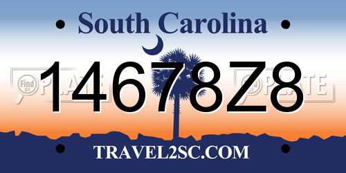 14678Z8 South Carolina License Plate