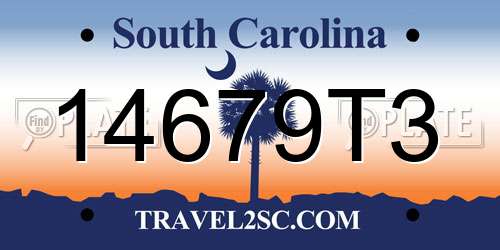 14679T3 South Carolina License Plate