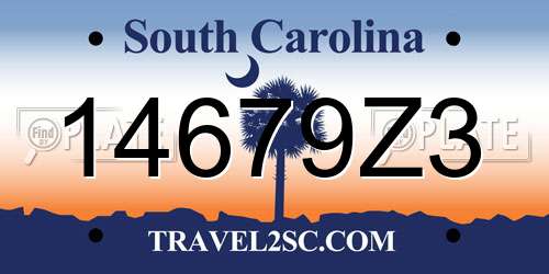 14679Z3 South Carolina License Plate