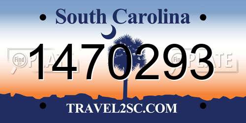 1470293 South Carolina License Plate