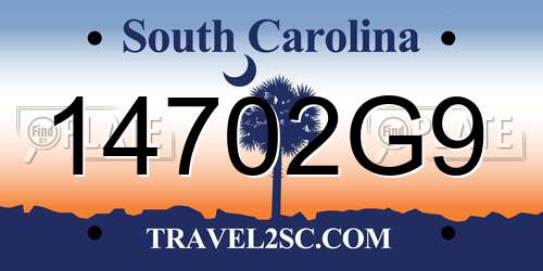 14702G9 South Carolina License Plate