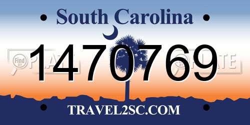 1470769 South Carolina License Plate