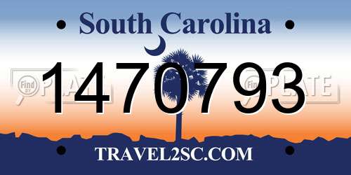 1470793 South Carolina License Plate