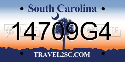 14709G4 South Carolina License Plate