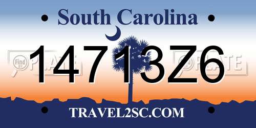 14713Z6 South Carolina License Plate