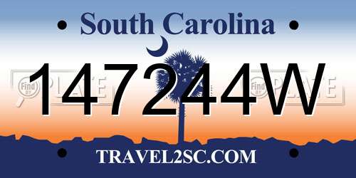 147244W South Carolina License Plate