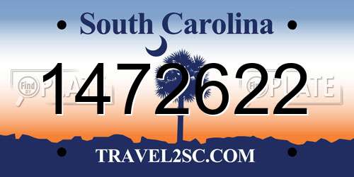 1472622 South Carolina License Plate