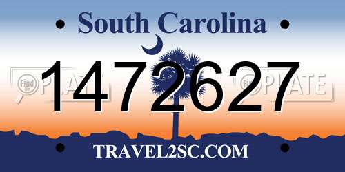 1472627 South Carolina License Plate