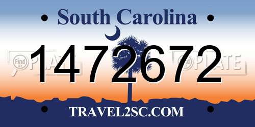 1472672 South Carolina License Plate
