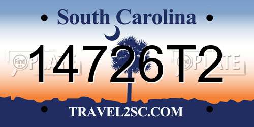 14726T2 South Carolina License Plate