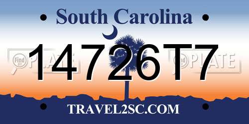 14726T7 South Carolina License Plate