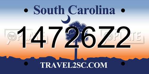 14726Z2 South Carolina License Plate