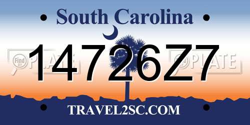 14726Z7 South Carolina License Plate