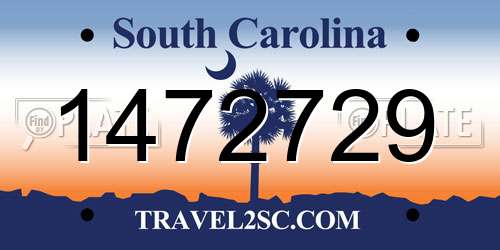 1472729 South Carolina License Plate