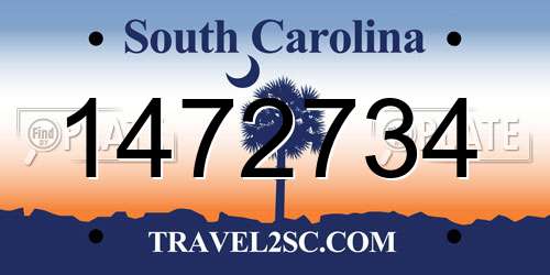 1472734 South Carolina License Plate