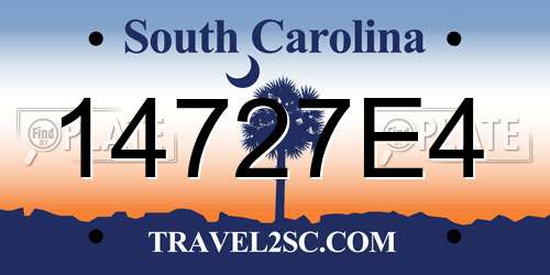 14727E4 South Carolina License Plate